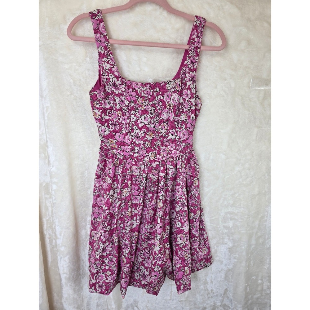 Band of the Free Pink Floral Smocked Backโ Mini Dress Small Sleeveless